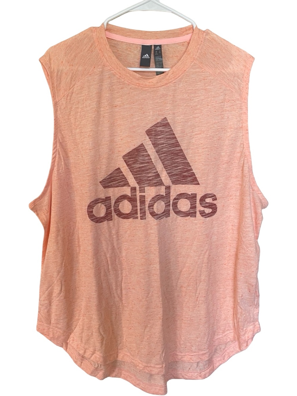Adidas 2XL Peach Logo Muscle Tank Plus Size Athletic Workout Top